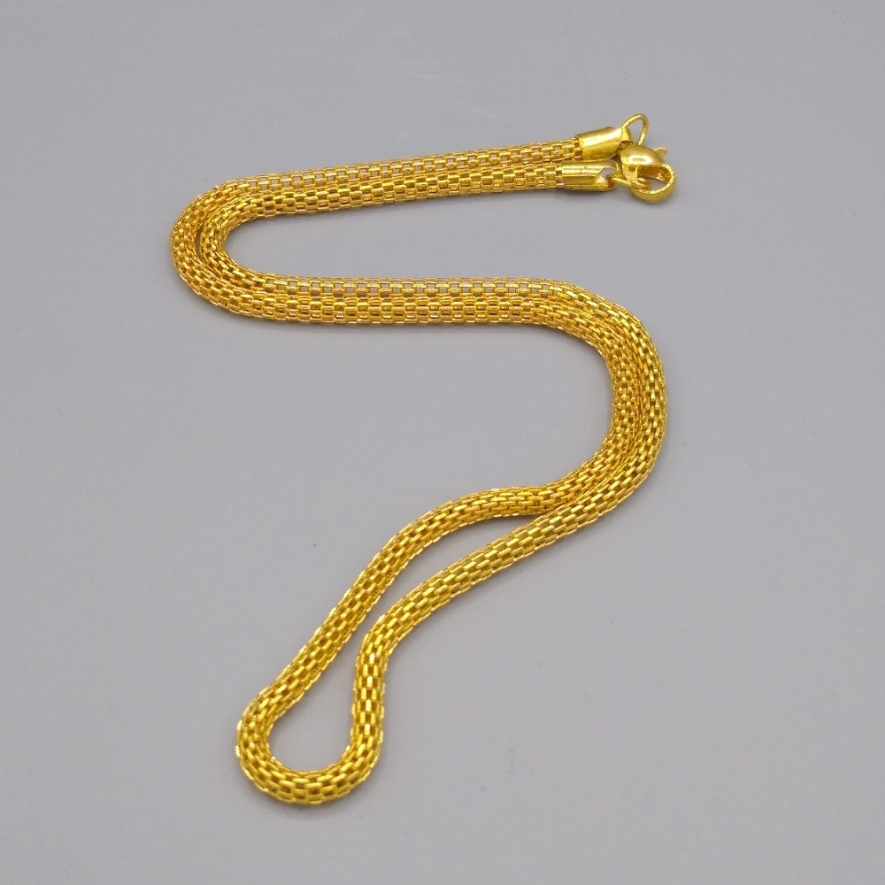 Gold tone Knitted Metal Mesh Rope Chain Necklace